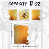 Honey Bee Coffee Mug 11oz — White Ceramic Apis Pollinator Hive Mug 2
