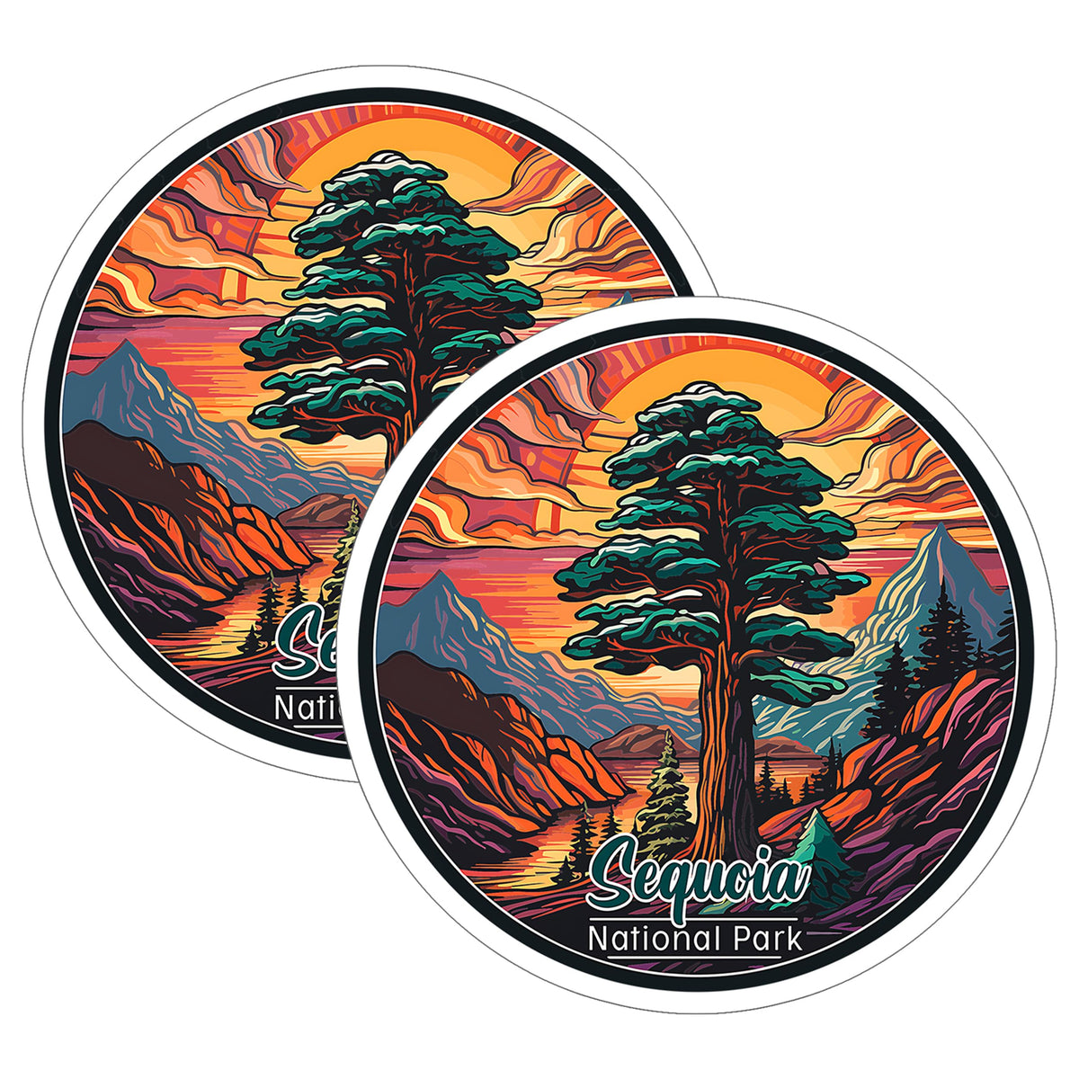 Sequoia National Park California Sticker 4 Inch 2-Pack Nature Hiking - Waterproof Vinyl Decal for Laptop Water Bottle Car Tumbler - Durable Funny Aesthetic Long-Lasting Stickers for Adults ID45039