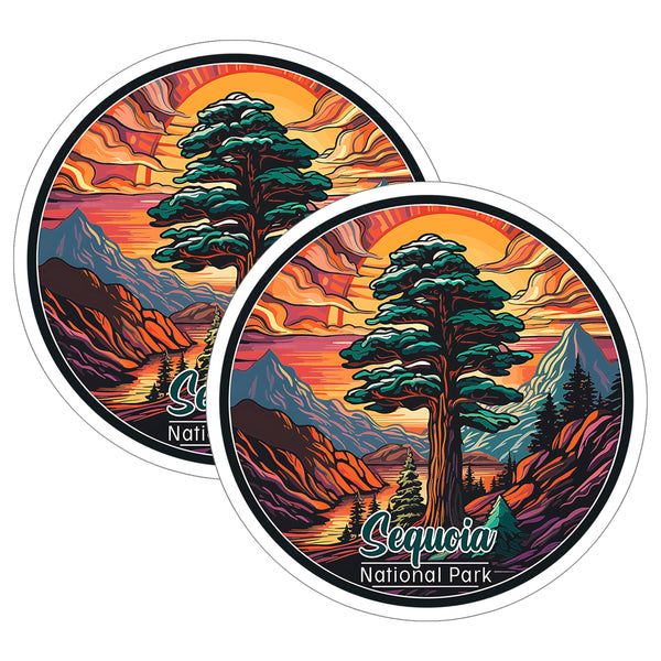 Sequoia National Park California Sticker 4 Inch 2-Pack Nature Hiking - Waterproof Vinyl Decal for Laptop Water Bottle Car Tumbler - Durable Funny Aesthetic Long-Lasting Stickers for Adults ID45039