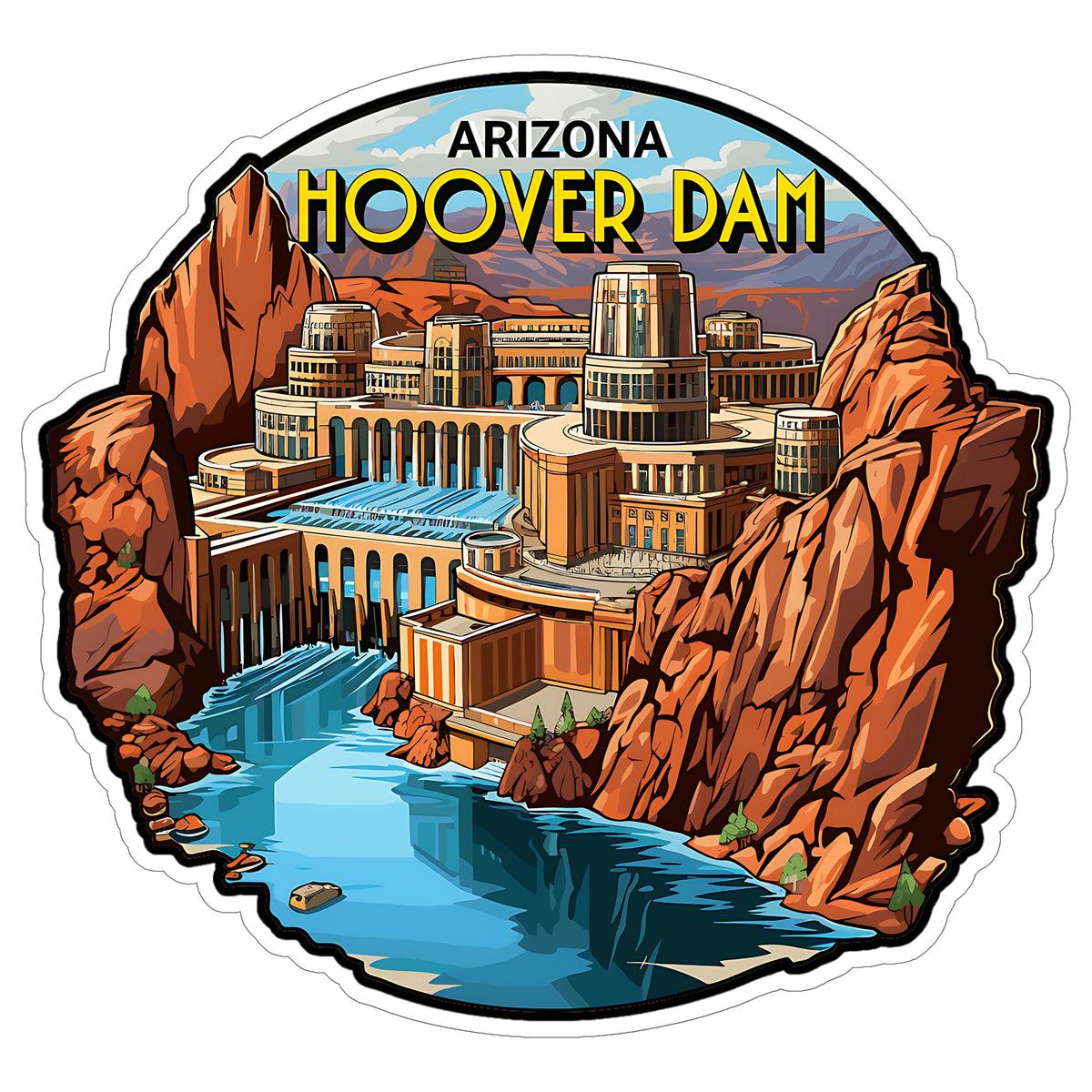 Hoover Dam Arizona Sticker 4 Inch — Waterproof Vinyl Decal City Travel Souvenir