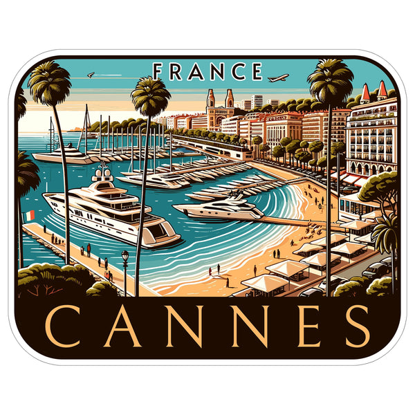 Cannes France Sticker 4 Inch City Travel Souvenir Destination - Waterproof Vinyl Decal for Laptop Water Bottle Car Tumbler - Durable Aesthetic Long-Lasting Stickers for Adults ID44990
