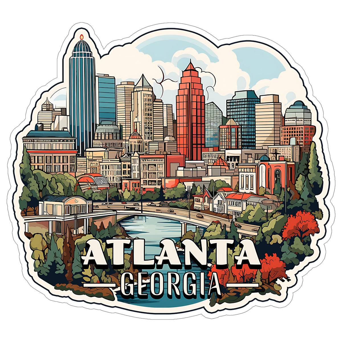 Atlanta Georgia Sticker 4 Inch Travel Souvenir City Destination - Waterproof Vinyl Decal for Laptop Water Bottle Car Tumbler - Durable Aesthetic Long-Lasting Stickers for Adults ID44990