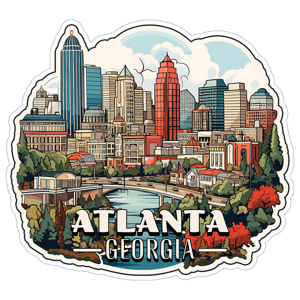 Atlanta Georgia Sticker 4 Inch Travel Souvenir City Destination - Waterproof Vinyl Decal for Laptop Water Bottle Car Tumbler - Durable Aesthetic Long-Lasting Stickers for Adults ID44990