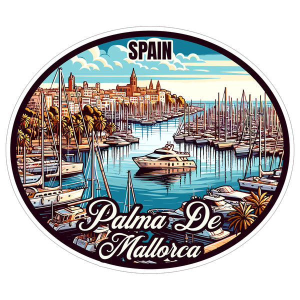 Palma De Mallorca Spain Sticker 4 Inch City Travel Souvenir Destination - Waterproof Vinyl Decal for Laptop Water Bottle Car Tumbler - Durable Aesthetic Long-Lasting Stickers for Adults ID44990