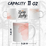 Boss Lady Coffee Mug 11oz — White Ceramic Girl Power Quote Mug 2
