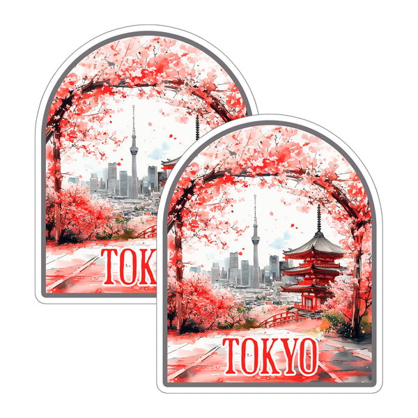 Tokyo Japan Sticker 4 Inch 2-Pack - Waterproof Vinyl Decal for Laptop Water Bottle Car Tumbler - Durable Aesthetic Long-Lasting Stickers for Adults ID45039