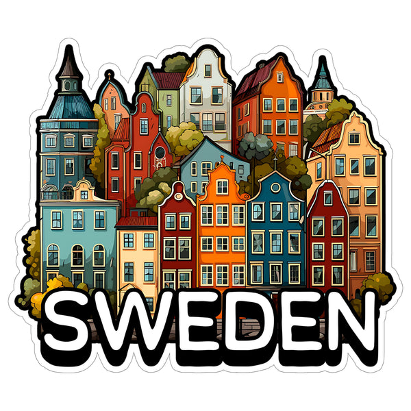 Sweden Sticker 4 Inch City Travel Souvenir Destination - Waterproof Vinyl Decal for Laptop Water Bottle Car Tumbler - Durable Aesthetic Long-Lasting Stickers for Adults ID44990