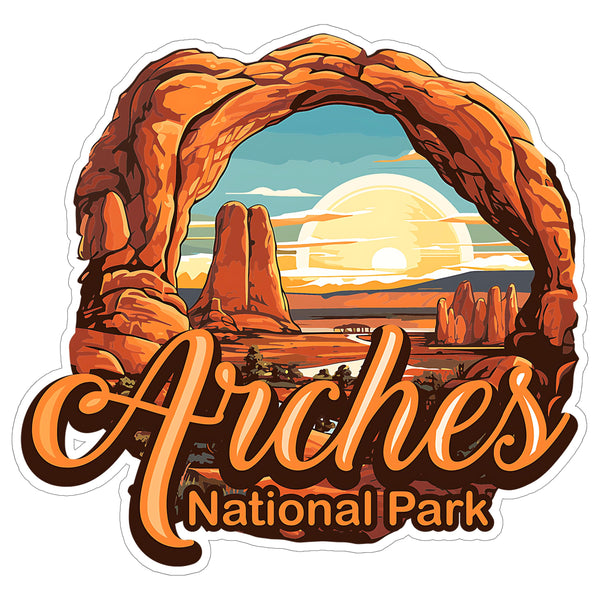 Arches National Park Utah Sticker 4 Inch Travel Souvenir Destination - Waterproof Vinyl Decal for Laptop Water Bottle Car Tumbler - Durable Aesthetic Long-Lasting Stickers for Adults ID44990