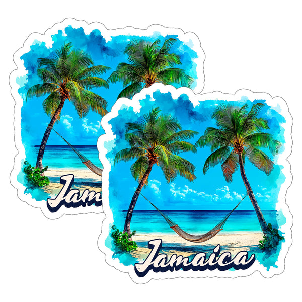 Jamaica Sticker 4 Inch 2-Pack - Waterproof Vinyl Decal for Laptop Water Bottle Car Tumbler - Durable Aesthetic Long-Lasting Stickers for Adults ID45039