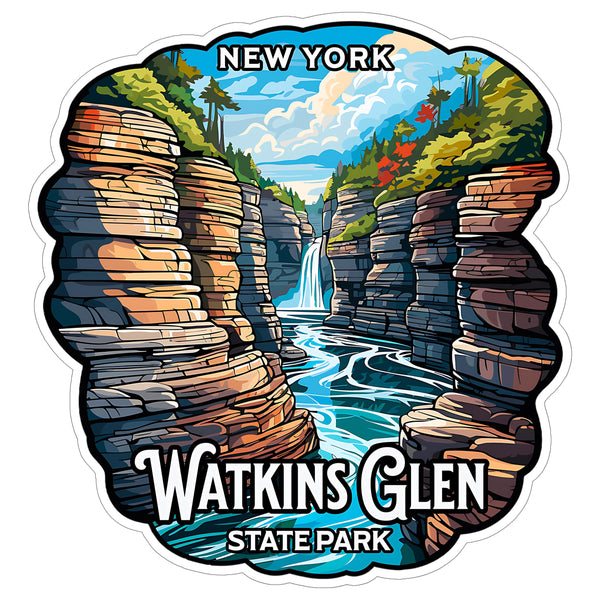 Watkins Glen State Park New York Sticker 4 Inch Travel Souvenir City - Waterproof Vinyl Decal for Laptop Water Bottle Car Tumbler - Durable Aesthetic Long-Lasting Stickers for Adults ID44990