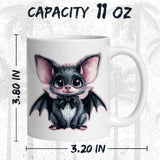 Bat Mug 11oz — White Ceramic Nightwing Bat Coffee Mug 2