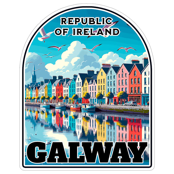 Galway Republic of Ireland Sticker 4 Inch City Travel Souvenir Destination - Waterproof Vinyl Decal for Laptop Water Bottle Car Tumbler - Durable Aesthetic Long-Lasting Stickers for Adults ID44990
