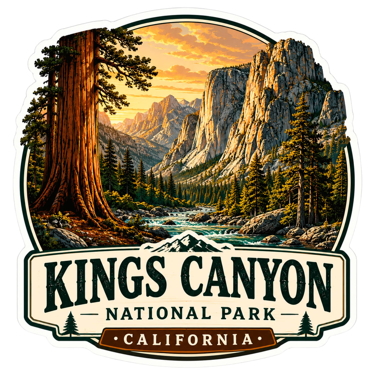 Kings Canyon National Park California Sticker 4 Inch — Waterproof Vinyl Decal