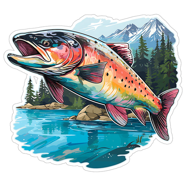 Rainbow Trout Fishing Sticker 4 Inch — Waterproof Vinyl Decal Fly Fishing Angler