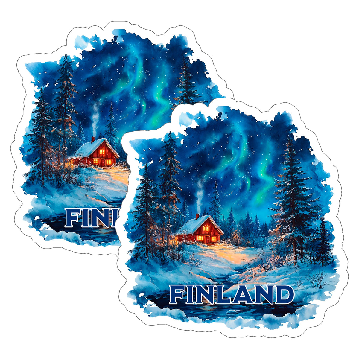 Finland Sticker 4 Inch 2-Pack - Waterproof Vinyl Decal for Laptop Water Bottle Car Tumbler - Durable Aesthetic Long-Lasting Stickers for Adults ID45039