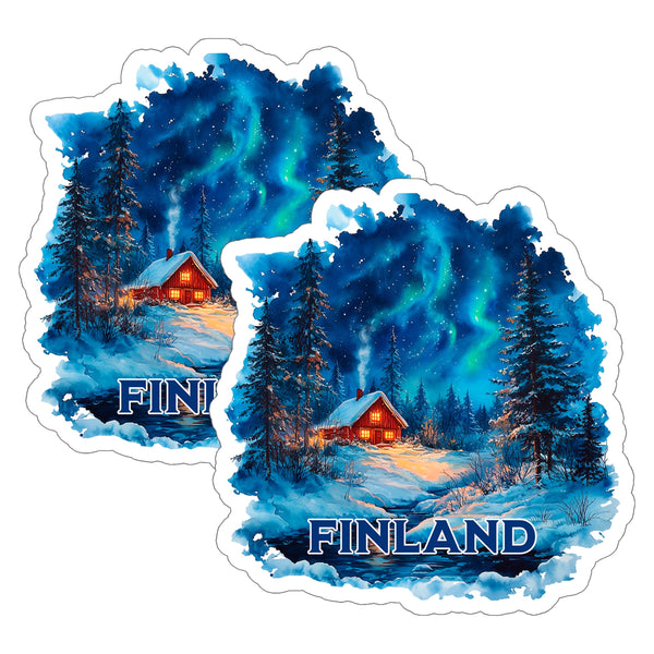 Finland Sticker 4 Inch 2-Pack - Waterproof Vinyl Decal for Laptop Water Bottle Car Tumbler - Durable Aesthetic Long-Lasting Stickers for Adults ID45039