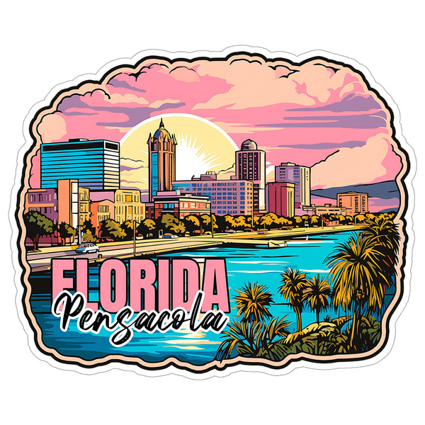 Pensacola Florida Sticker 4 Inch City Travel Souvenir Destination - Waterproof Vinyl Decal for Laptop Water Bottle Car Tumbler - Durable Aesthetic Long-Lasting Stickers for Adults ID44990