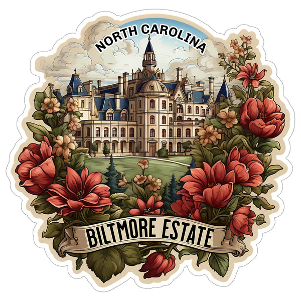 Biltmore Estate North Carolina Sticker 4 Inch Travel Souvenir City - Waterproof Vinyl Decal for Laptop Water Bottle Car Tumbler - Durable Aesthetic Long-Lasting Stickers for Adults ID44990