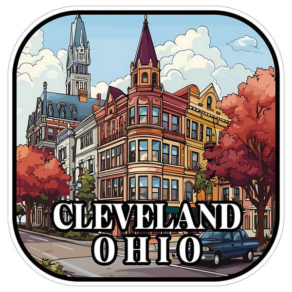 Cleveland Ohio Sticker 4 Inch Travel Souvenir City Destination - Waterproof Vinyl Decal for Laptop Water Bottle Car Tumbler - Durable Aesthetic Long-Lasting Stickers for Adults ID44990