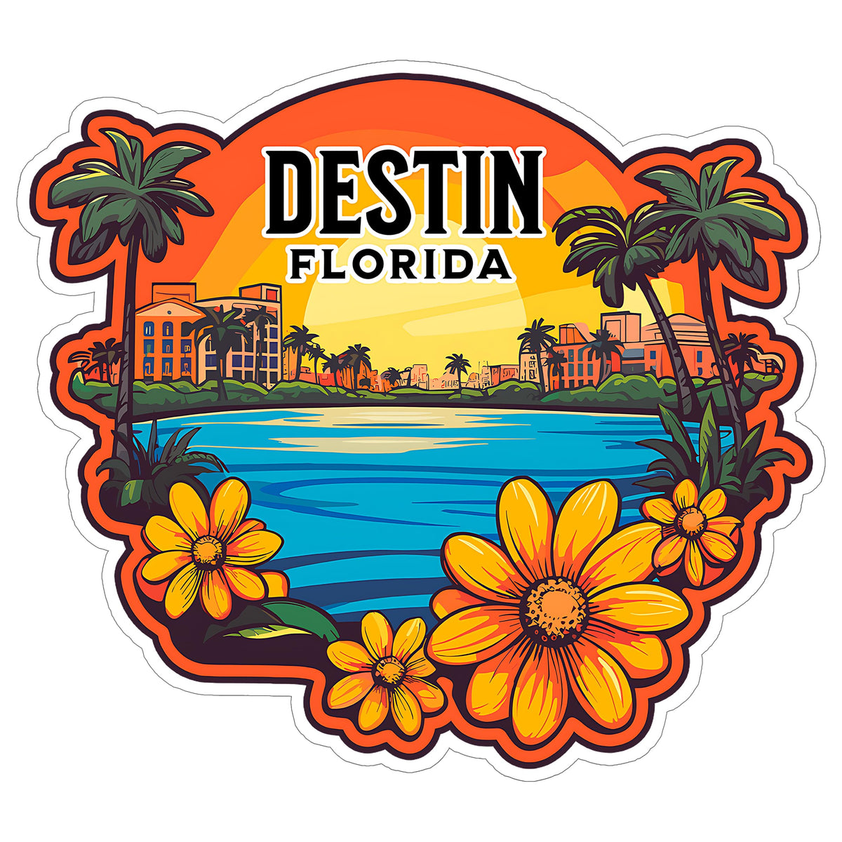 Destin Florida Sticker 4 Inch — Waterproof Vinyl Decal City Travel Souvenir