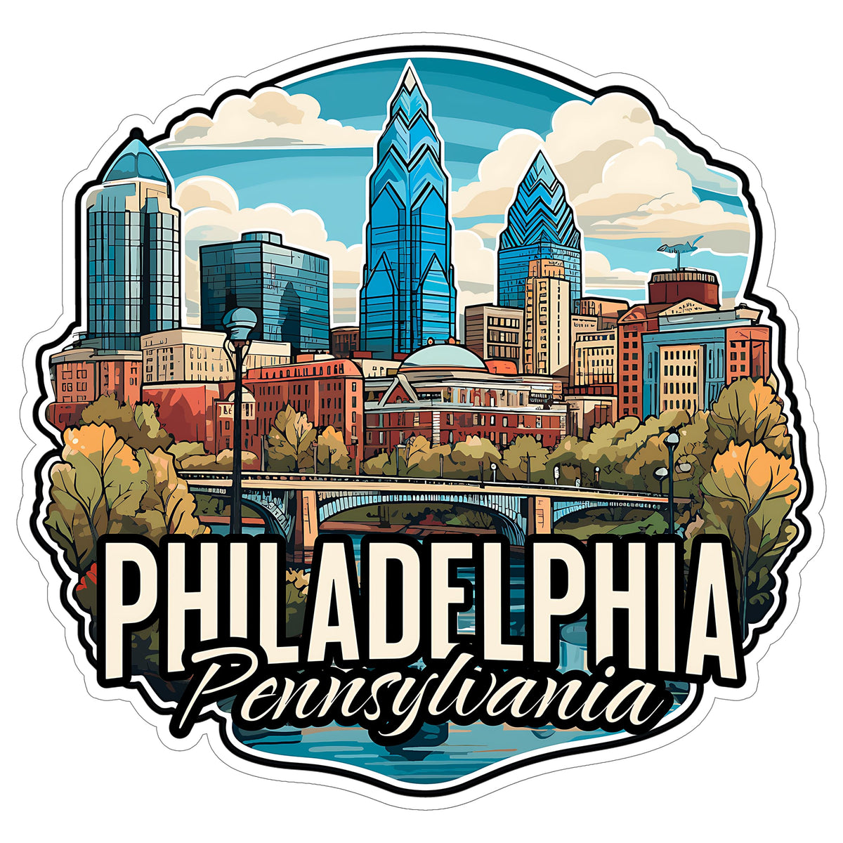 Philadelphia Pennsylvania Sticker 4 Inch — Waterproof Vinyl Decal City Travel Souvenir