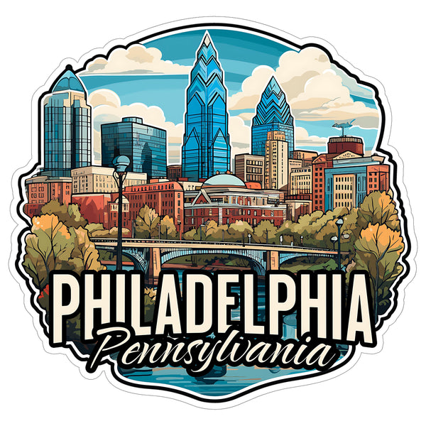 Philadelphia Pennsylvania Sticker 4 Inch — Waterproof Vinyl Decal City Travel Souvenir