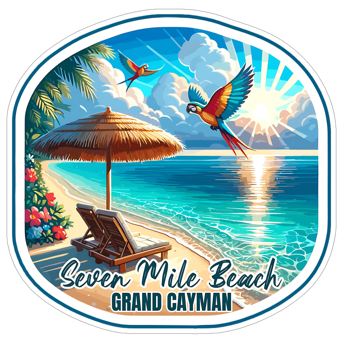 Seven Mile Beach Grand Cayman Sticker 4 Inch — Waterproof Vinyl Decal Ocean Coastal