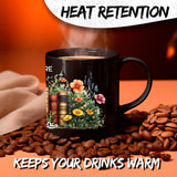 Just One More Chapter Mug 11oz — Black Ceramic Bookworm Coffee Mug 3