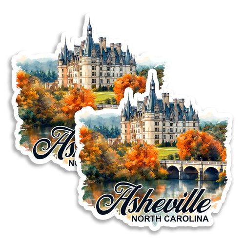 Asheville North Carolina 4 inch vinyl fridge magnet 2-pack, beer city blue ridge design, durable kitchen office locker decor