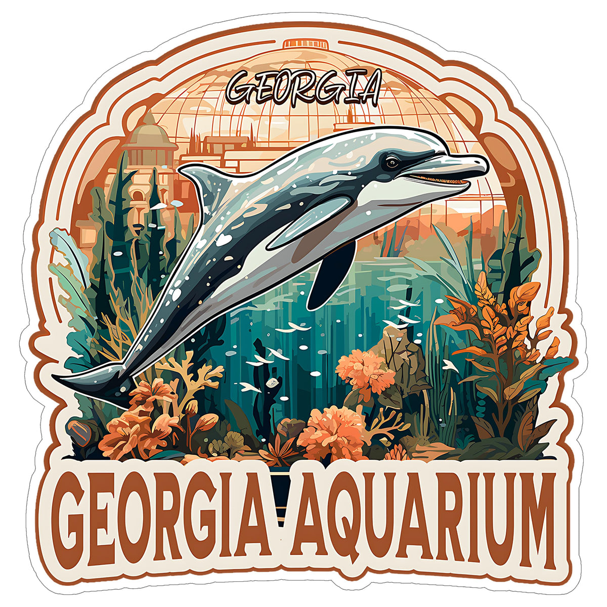 Georgia Aquarium Georgia Sticker 4 Inch — Waterproof Vinyl Decal City Travel Souvenir