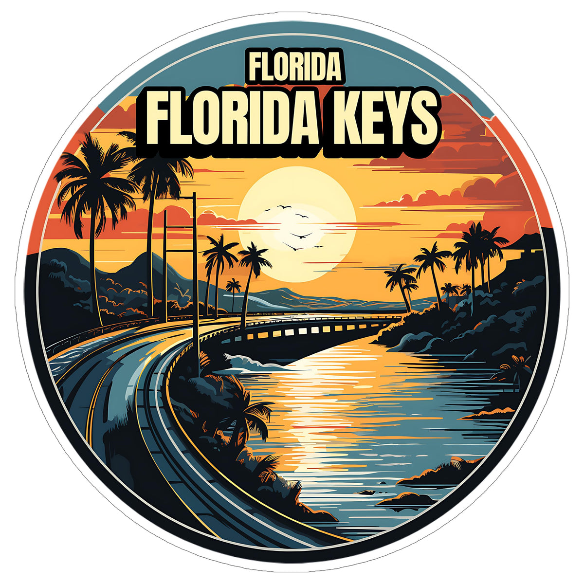 Florida Keys Florida Sticker 4 Inch — Waterproof Vinyl Decal City Travel Souvenir