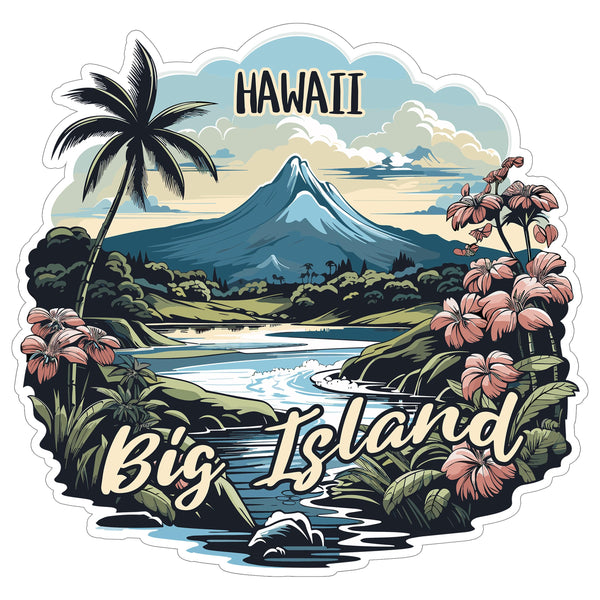 Big Island Hawaii Sticker 4 Inch Coastal Beach Seaside Travel Souvenir - Waterproof Vinyl Decal for Laptop Water Bottle Car Tumbler - Durable Aesthetic Long-Lasting Stickers for Adults ID44990