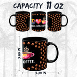 Peace Love Coffee Mug 11oz — Black Ceramic Hippie Retro Coffee Mug 2