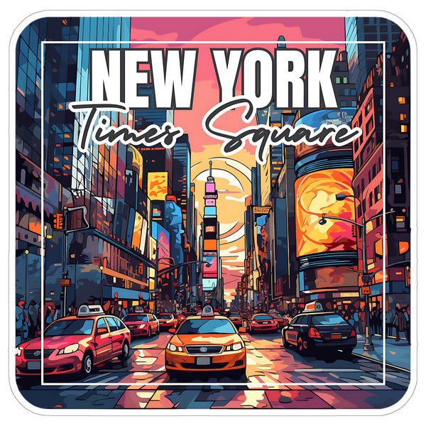 Times Square New York Sticker 4 Inch Travel Souvenir City Destination - Waterproof Vinyl Decal for Laptop Water Bottle Car Tumbler - Durable Aesthetic Long-Lasting Stickers for Adults ID44990