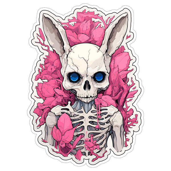 Bunny Skeleton Sticker 4 Inch — Waterproof Vinyl Decal Rabbit Skull Gothic Halloween