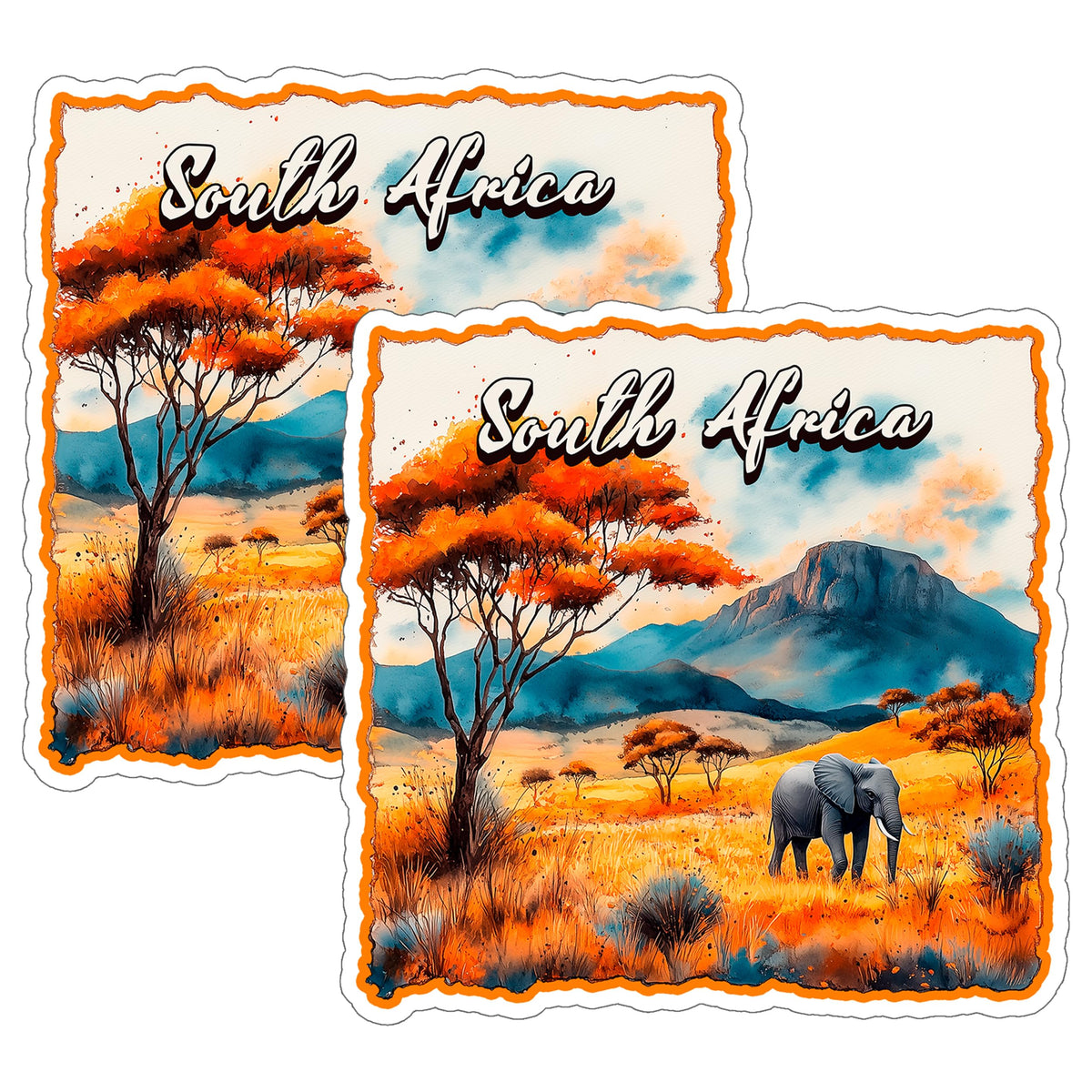 South Africa Sticker 4 Inch 2-Pack - Waterproof Vinyl Decal for Laptop Water Bottle Car Tumbler - Durable Aesthetic Long-Lasting Stickers for Adults ID45039
