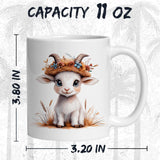 Goat Coffee Mug 11oz — Ceramic Kid Capra Horn Farm Gift Mug 2