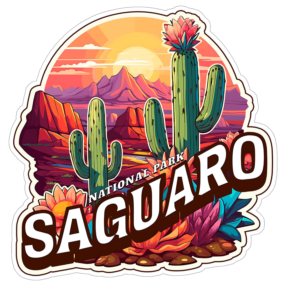 Saguaro National Park Arizona Sticker 4 Inch Sonoran Desert Cactus Tucson - Waterproof Vinyl Decal for Laptop Water Bottle Car Tumbler - Durable Aesthetic Long-Lasting Stickers for Adults ID44990
