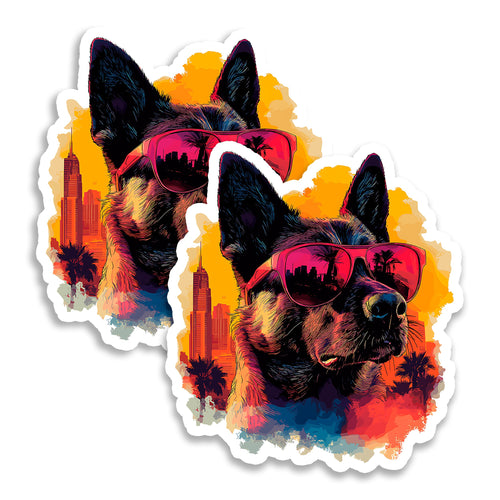 Belgian Malinois 4 inch vinyl fridge magnet 2-pack, working k9 mal design, durable kitchen office locker decor
