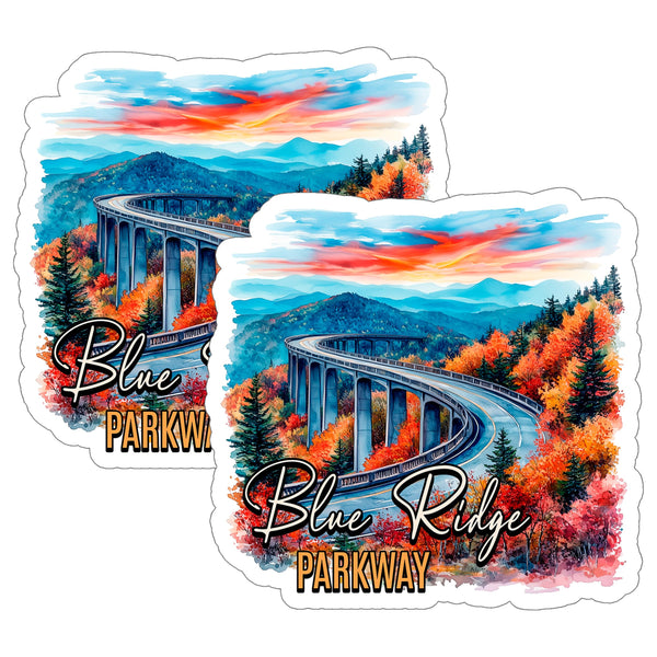 Blue Ridge Parkway North Carolina Sticker 4 Inch 2-Pack - Waterproof Vinyl Decal for Laptop Water Bottle Car Tumbler - Durable Aesthetic Long-Lasting Stickers for Adults ID45039