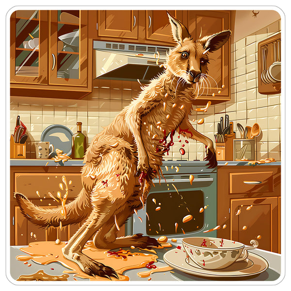 Kangaroo Sticker 4 Inch — Waterproof Vinyl Decal Australian Marsupial Joey