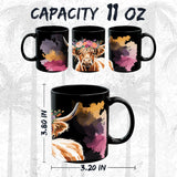 Highland Cow Mug 11oz — Black Ceramic Scottish Farm Coffee Mug 2