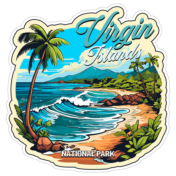 Virgin Islands National Park Sticker 4 Inch Nature Hiking Camping Scenic - Waterproof Vinyl Decal for Laptop Water Bottle Car Tumbler - Durable Aesthetic Long-Lasting Stickers for Adults ID44990