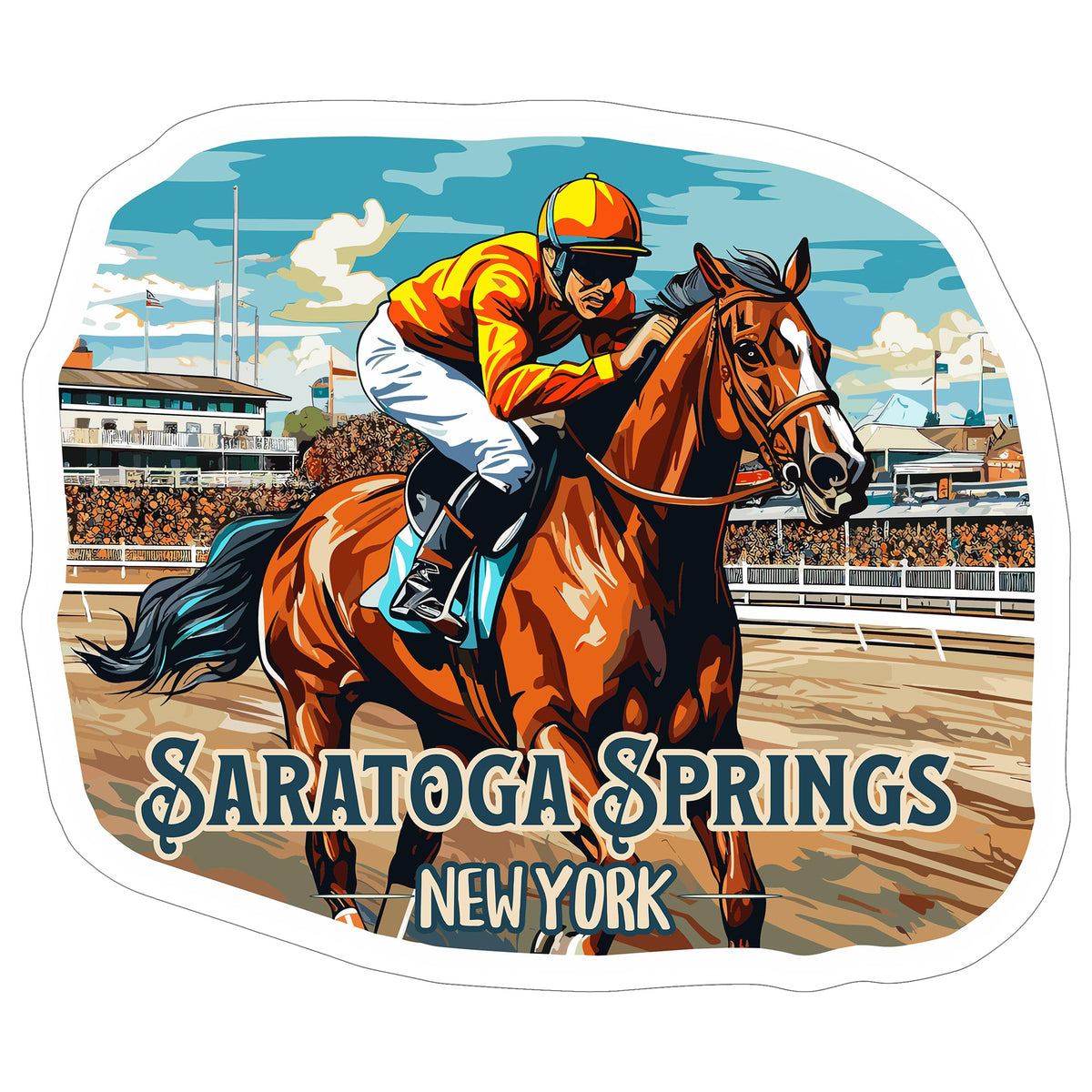 Saratoga Springs New York Sticker 4 Inch — Waterproof Vinyl Decal Travel Souvenir