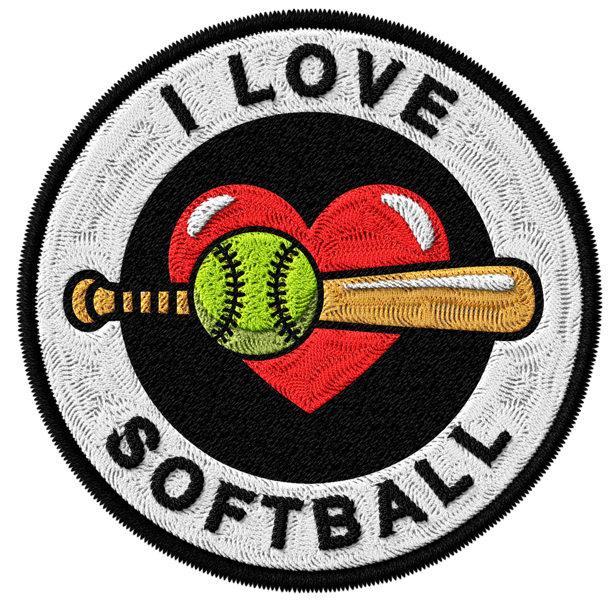 I Love Softball Patch — 3