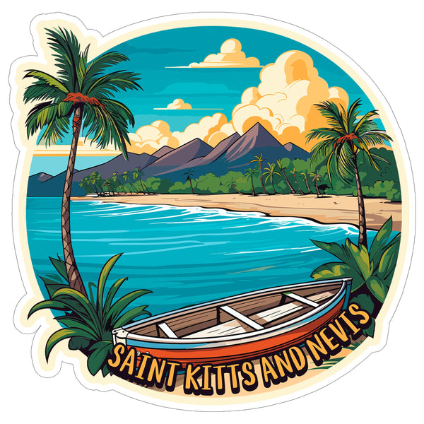 Saint Kitts and Nevis Sticker 4 Inch City Travel Souvenir Destination - Waterproof Vinyl Decal for Laptop Water Bottle Car Tumbler - Durable Aesthetic Long-Lasting Stickers for Adults ID44990