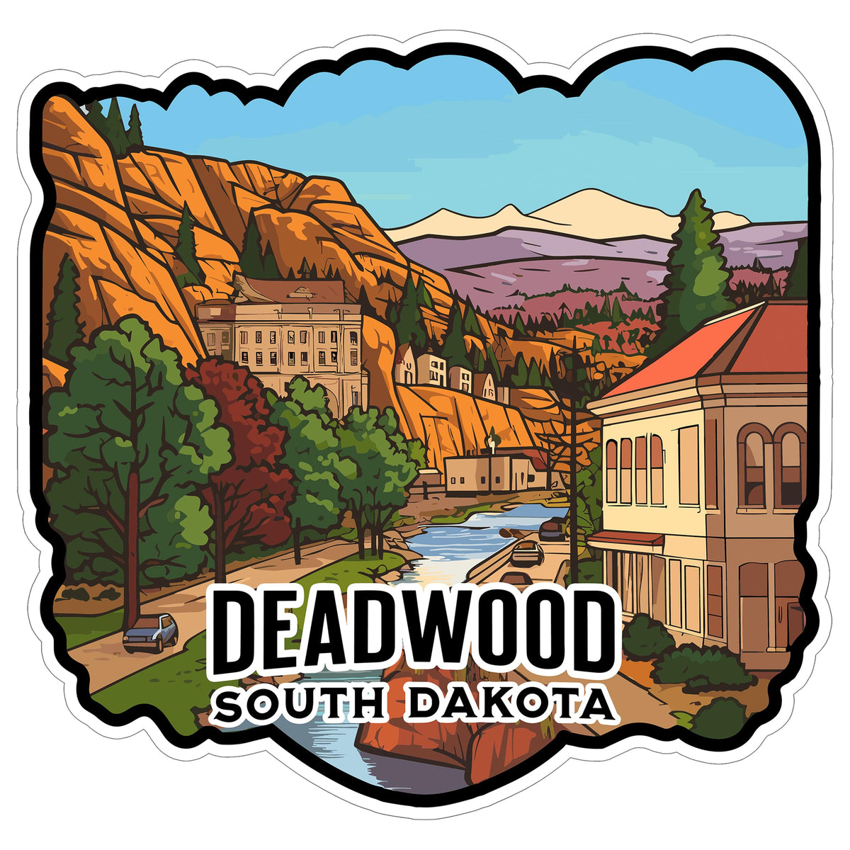Deadwood South Dakota Sticker 4 Inch Travel Souvenir City Destination - Waterproof Vinyl Decal for Laptop Water Bottle Car Tumbler - Durable Aesthetic Long-Lasting Stickers for Adults ID44990