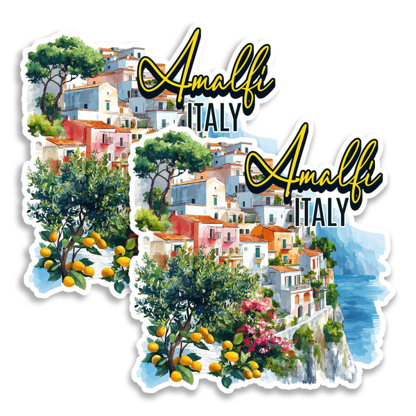 Amalfi Coast Italy Magnet 4 Inch 2-Pack Cliffs Villages – Strong Vinyl Decorative Travel Magnets for Fridge Locker Kitchen Office – Cute Fun Aesthetic Cool Durable & Long-Lasting Souvenir ID44999