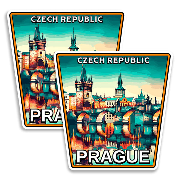 Prague Czech Republic Magnet 4 Inch 2-Pack Golden City – Strong Vinyl Decorative Travel Magnets for Fridge Locker Kitchen Office – Cute Fun Aesthetic Cool Durable & Long-Lasting Souvenir ID44999
