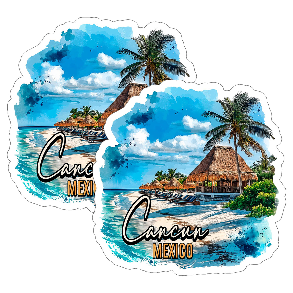 Cancun Mexico Sticker 4 Inch 2-Pack - Waterproof Vinyl Decal for Laptop Water Bottle Car Tumbler - Durable Aesthetic Long-Lasting Stickers for Adults ID45039